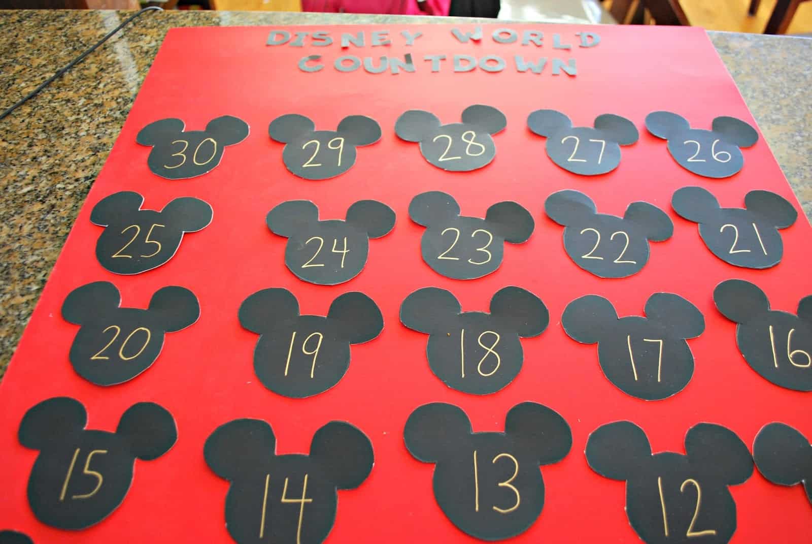 making a countdown calendar for a Disney World trip.