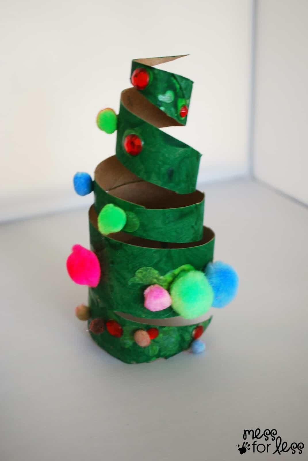 Christmas Crafts for Kids  Cardboard Tube Christmas Tree  Mess for Less