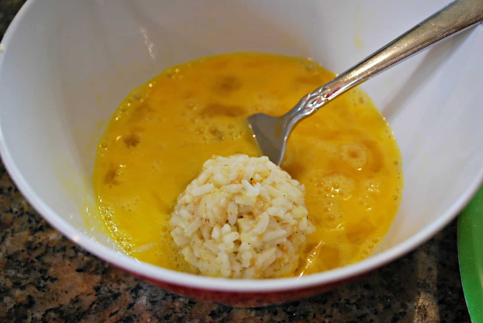 rice ball dipped in egg