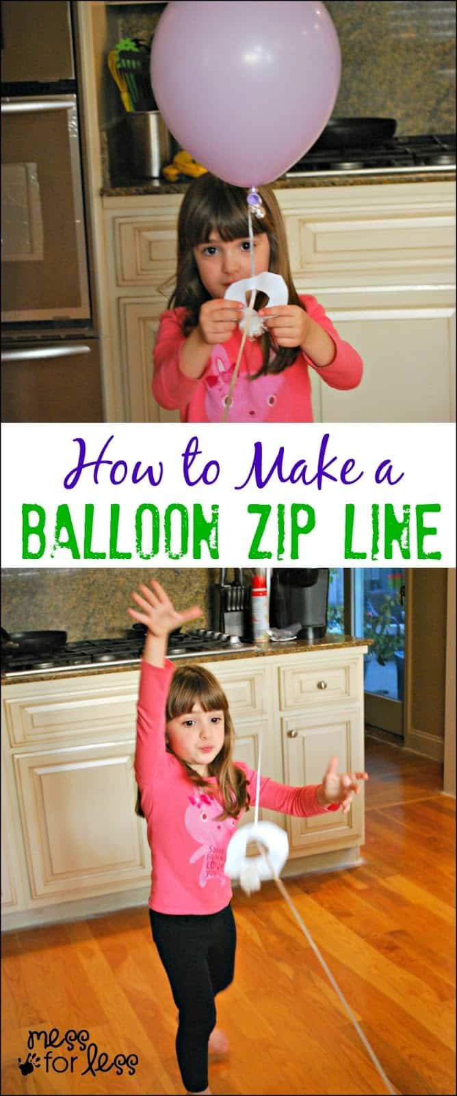 How to Make a Balloon Zip Line - find out how to use a helium balloon to make a fun zip line!