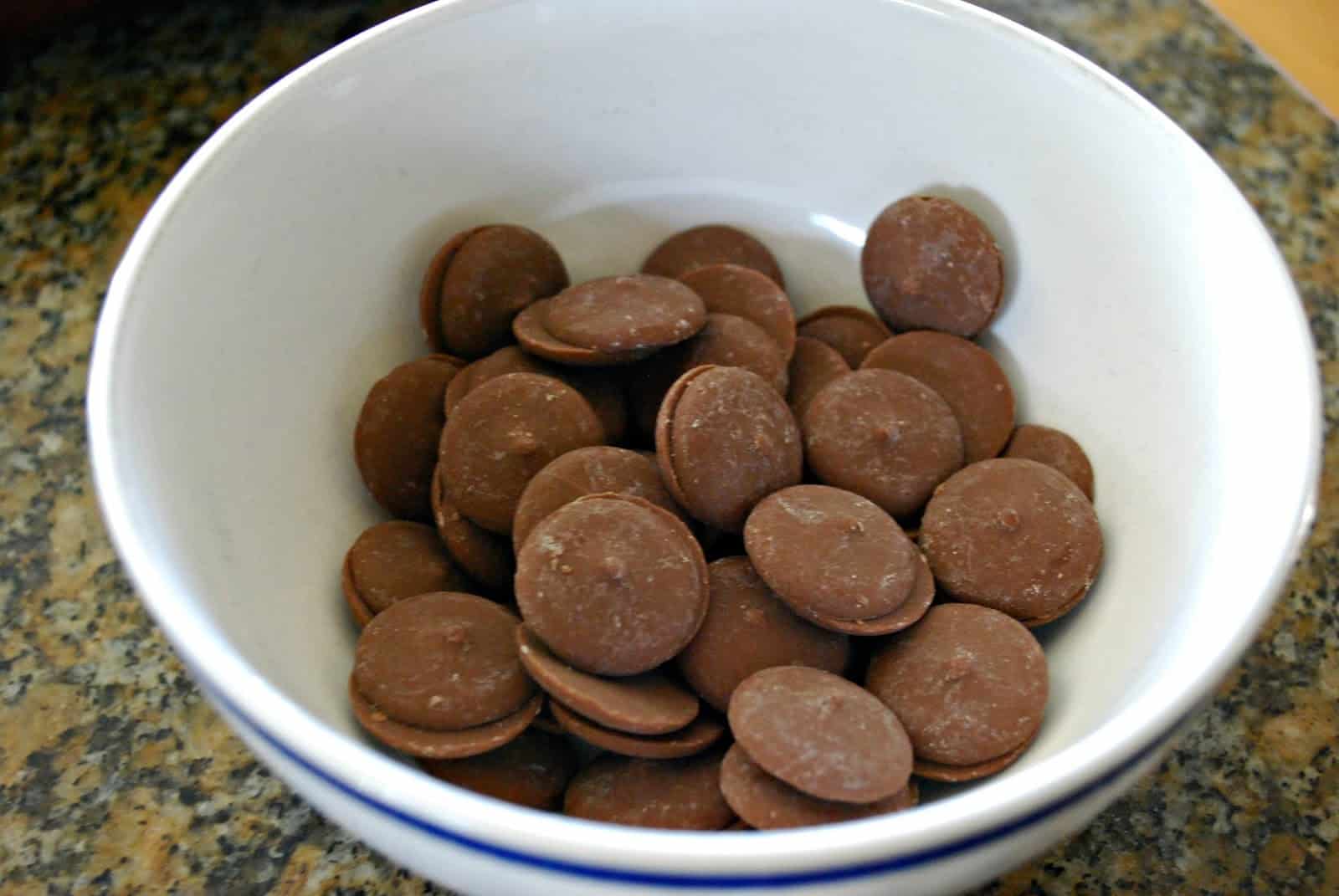 cocoa candy melts in bowl