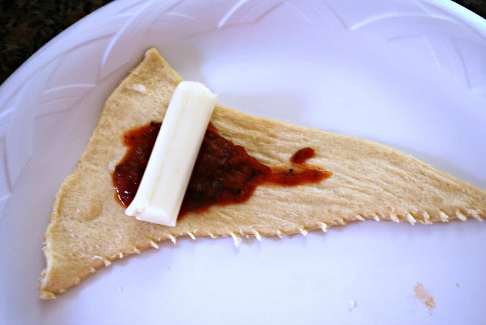 crescent with sauce and mozzarella