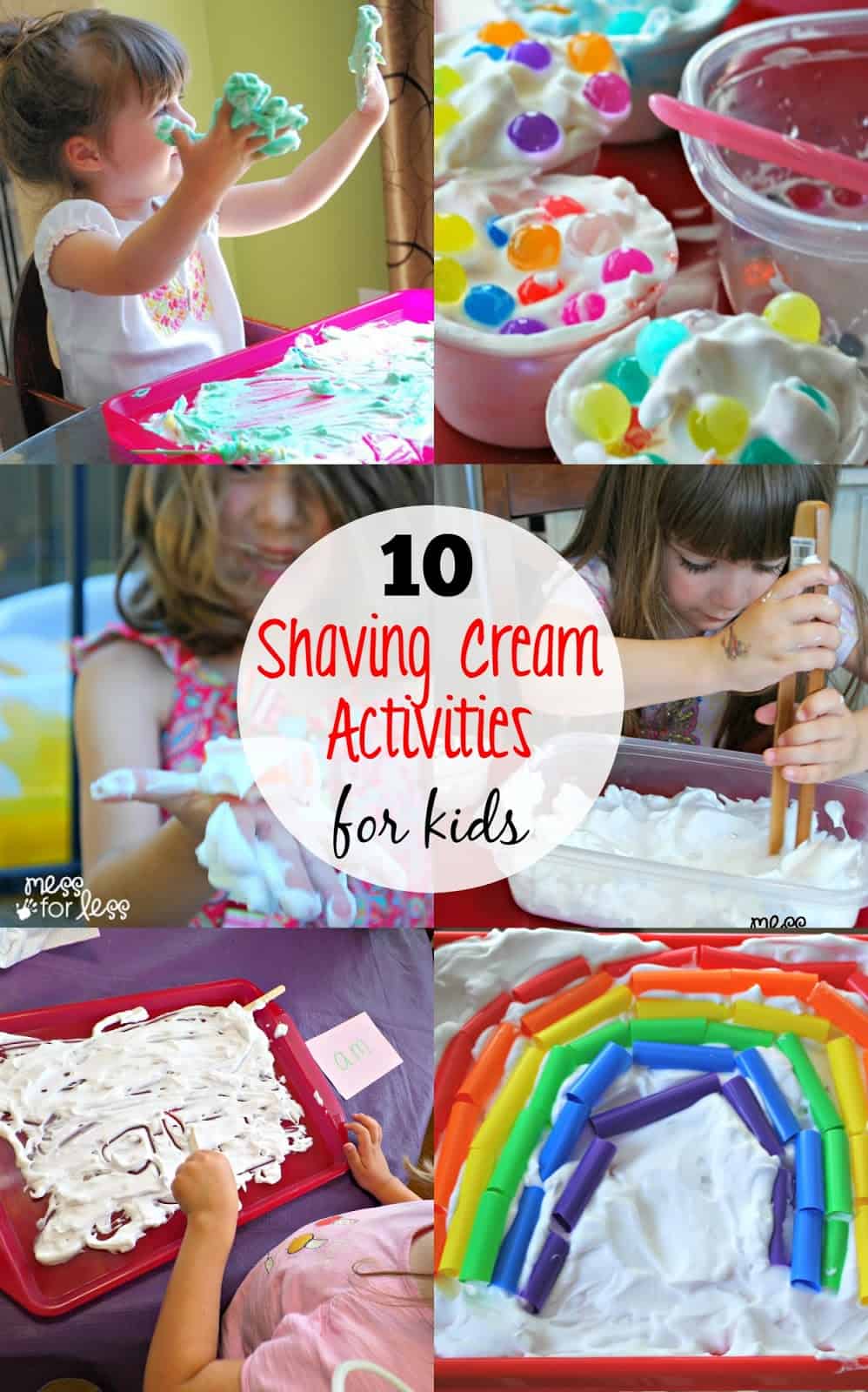 10 Shaving Cream Activities for Kids - Look how many ways you can use shaving cream for fun and learning!