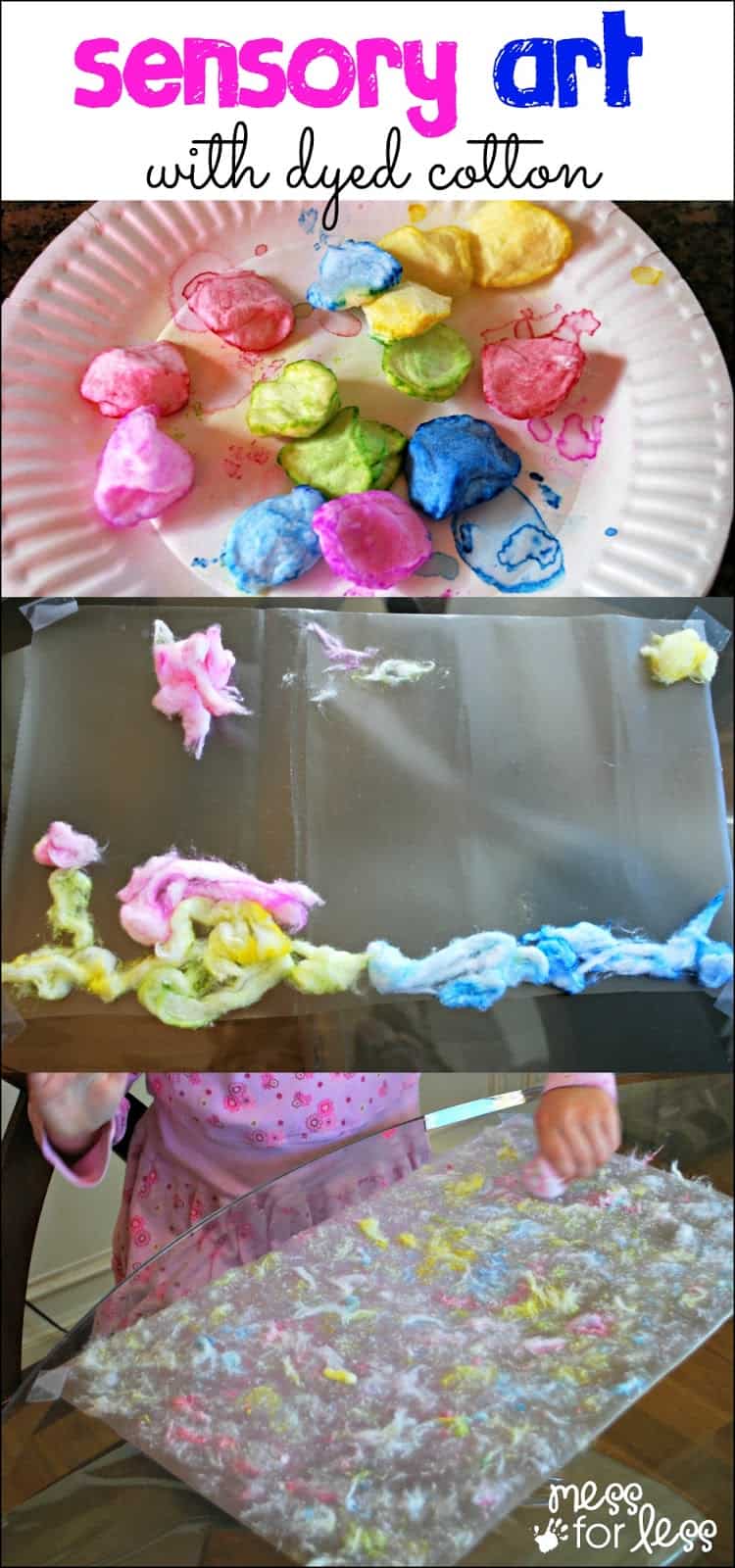 Sensory Art with Dyed Cotton - Such a fun way to create touchable art!