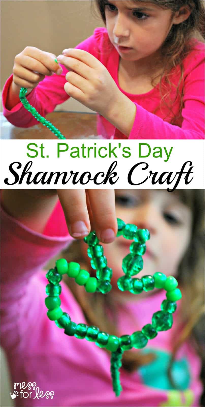 Child making a St. Patrick's Day Shamrock Craft