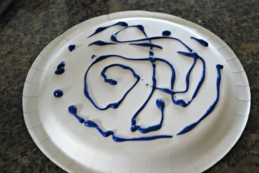 plate with blue paint
