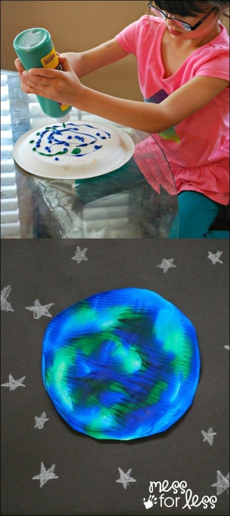 Earth Day Activity - using paint and a plate, kids create beautiful one of a kind earth prints.
