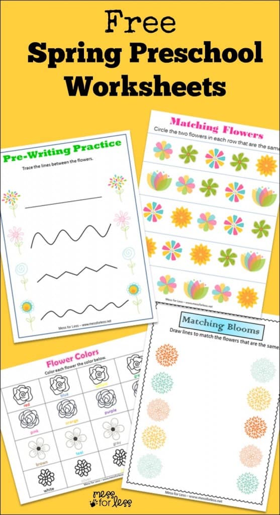 Free Spring Preschool Worksheets - Mess for Less