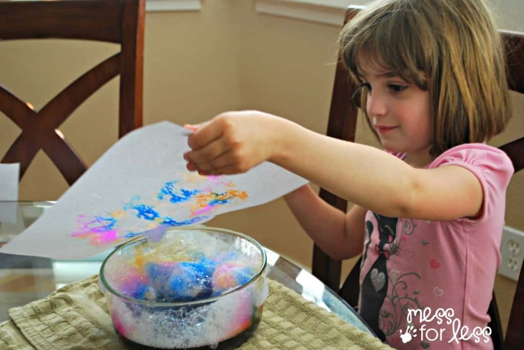 kids art -soap foam prints