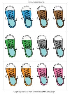 Free Shoe Matching Game for Preschoolers - Mess for Less