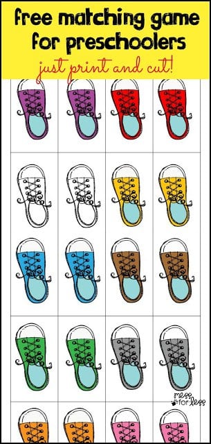 Free Shoe Matching Game for Preschoolers - Just print, cut and play! 