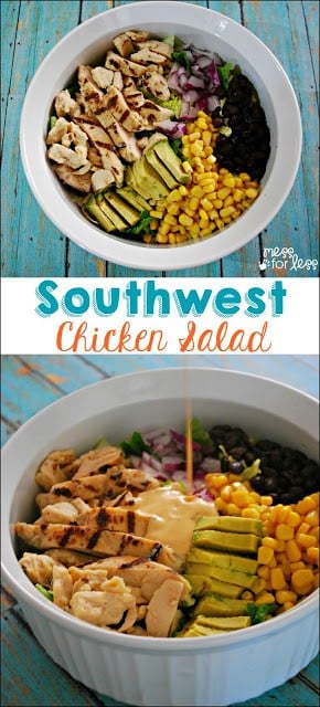 This Southwest Chicken Salad Recipe is my favorite to make when I am short on time but still want something delicious and filling. Easy lunch idea! ReadySetChicken AD