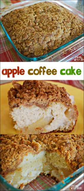 This apple cake recipe is a great twist on traditional coffee cake. I used it for a potluck breakfast, but it makes an indulgent dessert served with ice cream. A favorite Fall recipe!