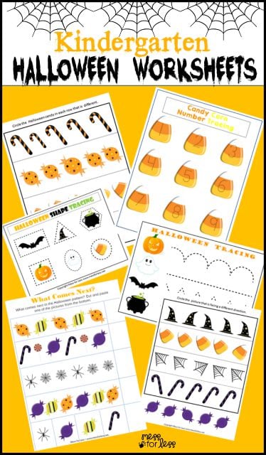 Free Kindergarten Halloween Worksheets - Mess for Less