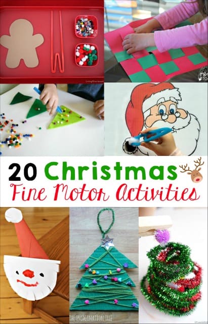 These 20 Christmas fine motor skills activities are perfect for preschoolers and kindergarten students! Play and strengthen skills at the same time!