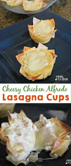 Making these Cheesy Chicken Alfredo Lasagna Cups is easy! A delicious meal the whole family will love! sponsored #BertolliTuscanTour