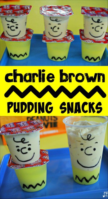 Peanuts Charlie Brown Pudding Snack - Celebrate your love of the Peanuts gang with this super easy snack! No artistic ability required. #sponsored
