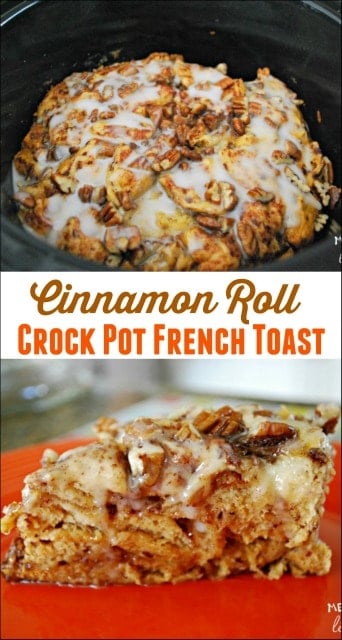 I made this cinnamon roll crock pot french toast for brunch and it tasted AMAZING! So easy to make and loved by all. Will be making it again for sure!