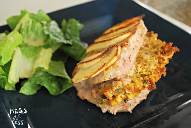 These Stuffed Pork Chops with Apples are moist and flavorful and contain only 4 ingredients!