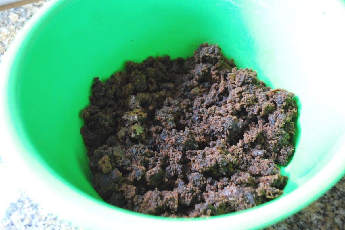 crumbled brownie in bowl