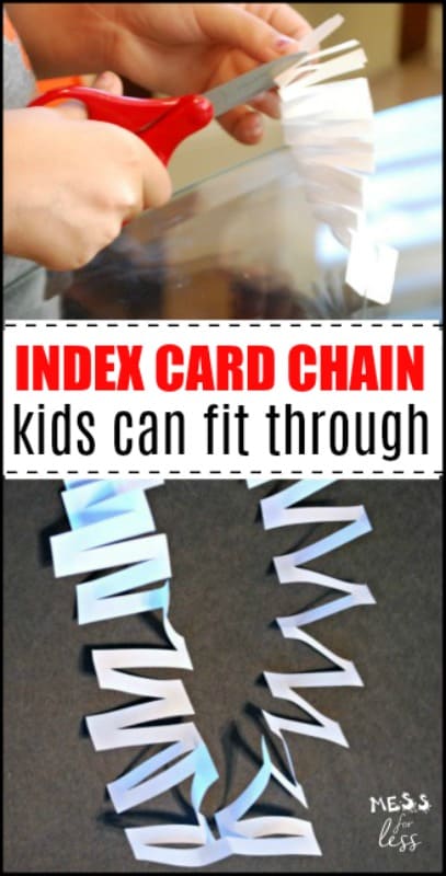 How to Fit Through an Index Card and make an Index Card Chain - Kids are amazed when they can step through an index card.