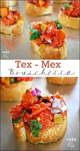 This Tex-Mex Bruschetta Recipe has a kick that satisfies. It takes minutes to make and is super easy. My guests kept begging for more.