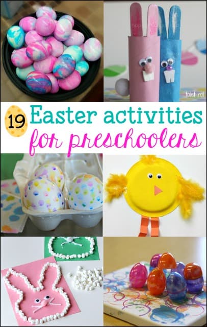 19 Fun Easter Activities for Preschoolers - art, crafts, games and egg decorating ideas sure to please your preschool child.