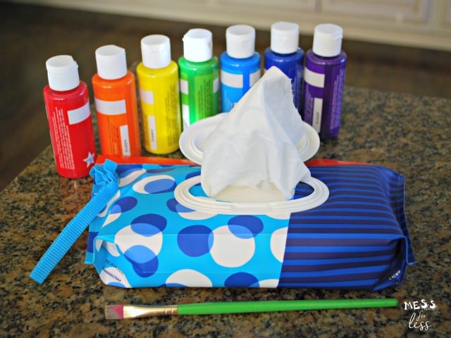 supplies for rainbow hand print flower pot