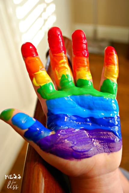rainbow painted hand