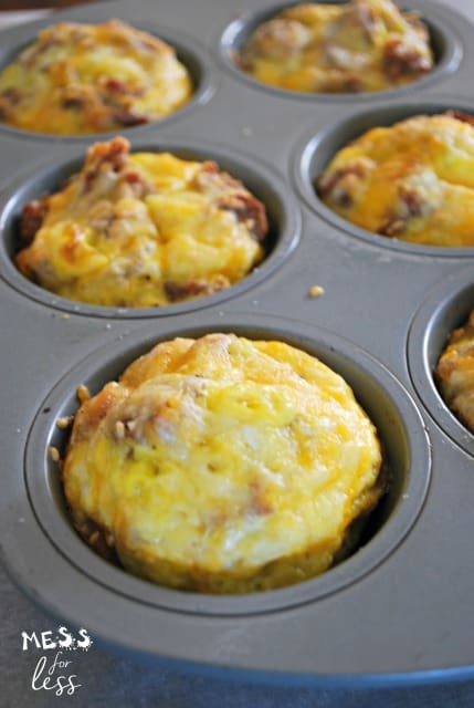 sausage egg muffins in pan