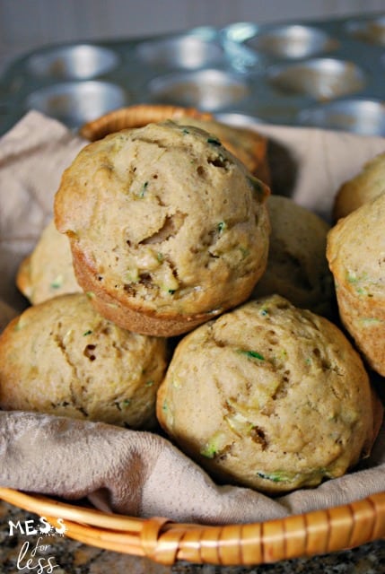 zucchini muffins in basket