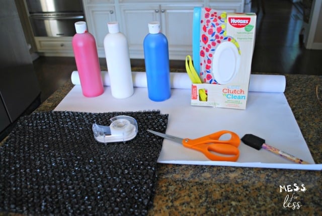 supplies for bubble wrap painting