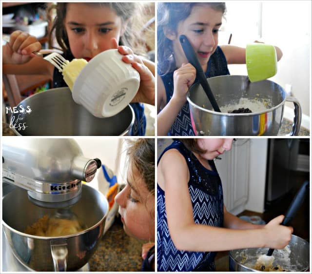 child making chocolate chip cookies