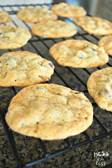 easy chocolate chip cookies on cooling rack