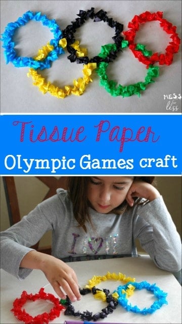 Tissue Paper Olympic Games Craft - get ready for the Olympic games with this fun activity which promotes fine motor skills for kids. @Bounty #quicktip #ad