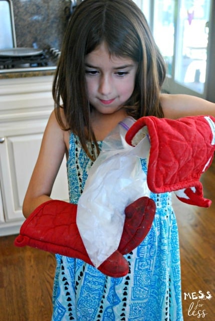 child shaking Ice Cream in a Bag