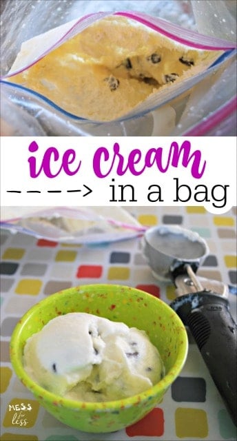 Just tried making homemade ice cream in a bag with my kids. So fun and easy to make and the chocolate chip ice cream was delicious!