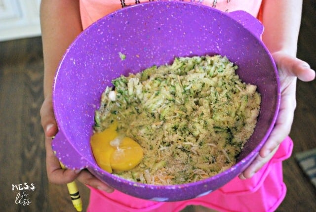 zucchini tots mixture in bowl