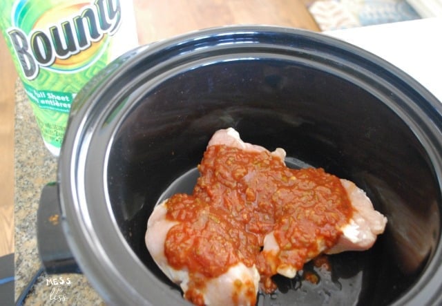 chicken in crock pot with salsa
