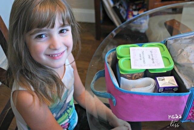 child with lunch box