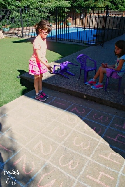 child playing math game