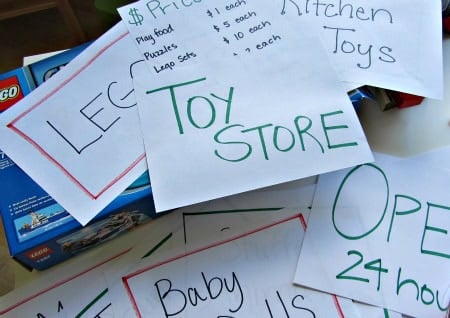 pretend play toy store signs
