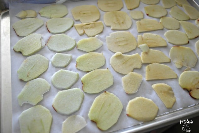 apple slices on pan