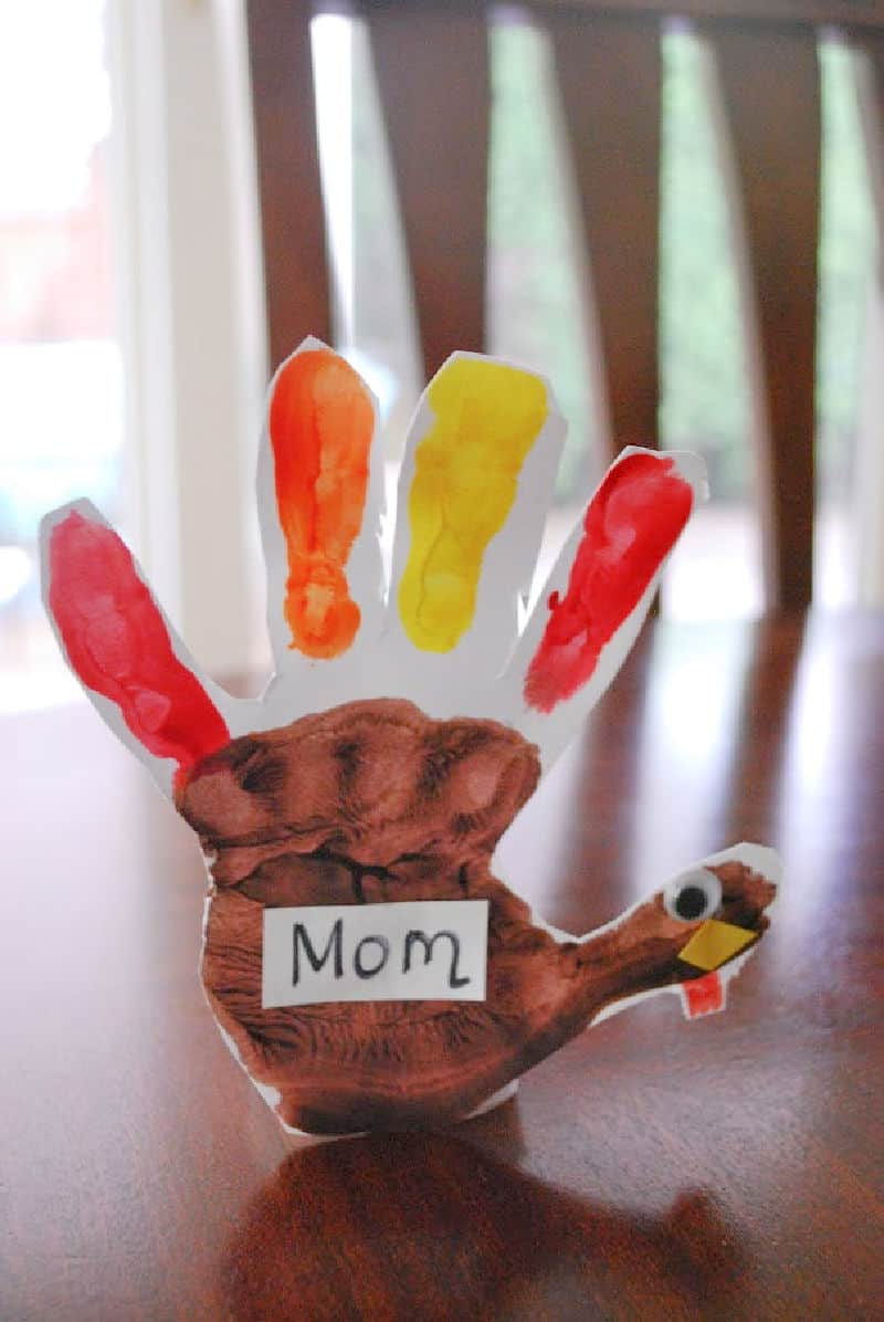 Hand print turkey place card