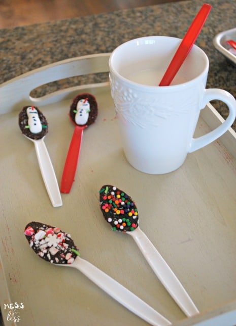 hot chocolate spoons in cocoa