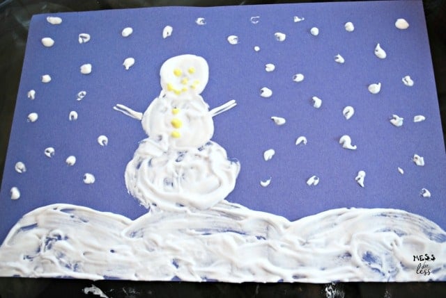 snowman made from shaving cream