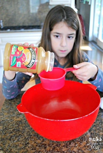 child making apple bread