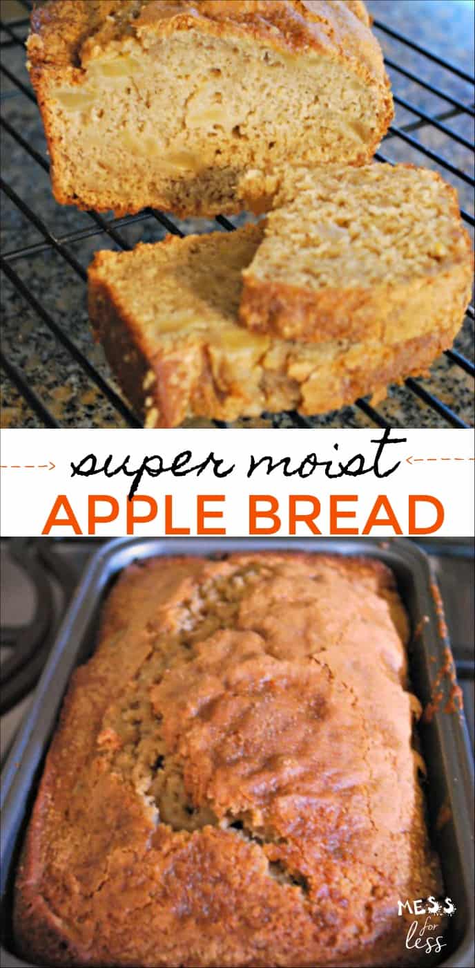 This apple bread made with apple sauce has yummy chunks of apples. It contains apple sauce which makes it yummy and moist.