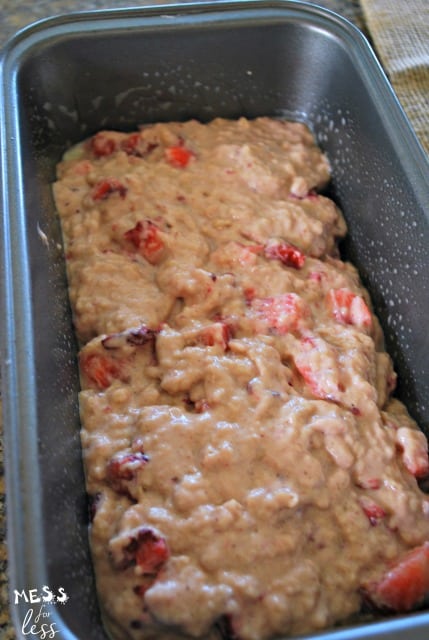 strawberry bread in loaf pan