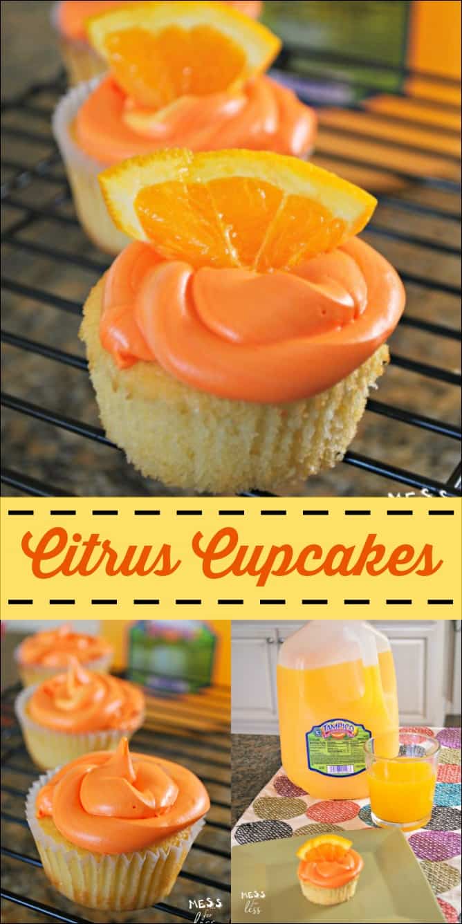 Citrus Cupcakes - These Citrus Cupcakes are the best cupcakes I have ever made! I tweaked my traditional cupcake recipe and used a secret ingredient that made these super soft and fluffy. #Ad 